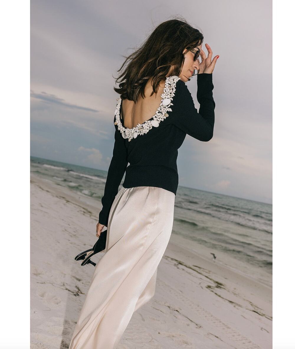 Antonio Melani Elizabeth Damrich Seashell Crepe Long Sleeve Blouse US 6 NWT